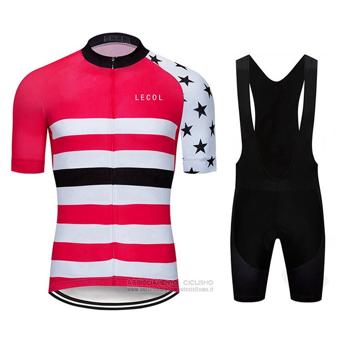 2020 Abbigliamento Ciclismo Le Col Rosa Bianco Manica Corta e Salopette